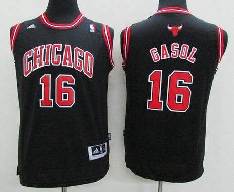 Youth Chicago Bulls #16 Pau Gasol Black Jersey