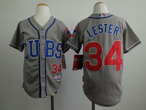 Youth Chicago Cubs #34 Jon Lester 2014 Gray Jersey