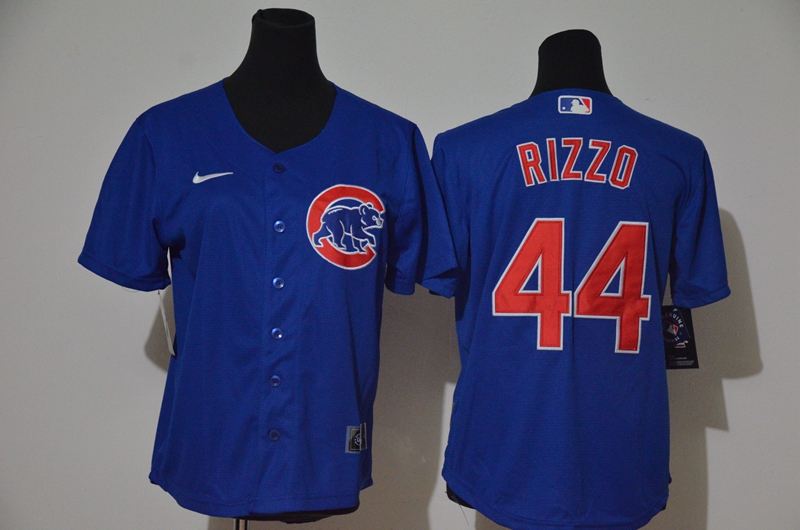 Youth Chicago Cubs #44 Anthony Rizzo Blue Stitched MLB Cool Base Nike Jersey