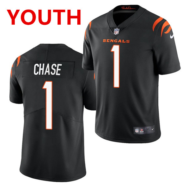 Youth Cincinnati Bengals #1 JaMarr Chase Limited Black Vapor Jersey