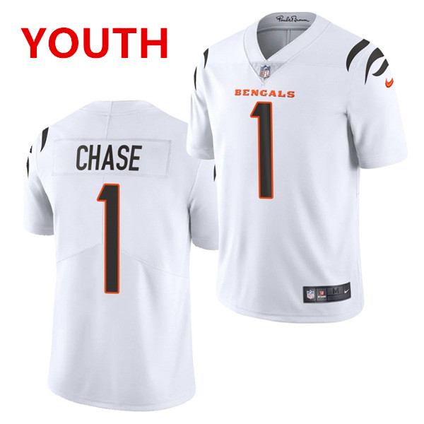 Youth Cincinnati Bengals #1 JaMarr Chase Limited White Vapor Jersey
