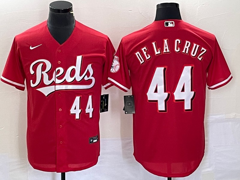 Youth Cincinnati Reds #44 Elly De La Cruz Number Red Cool Base Stitched Baseball Jersey
