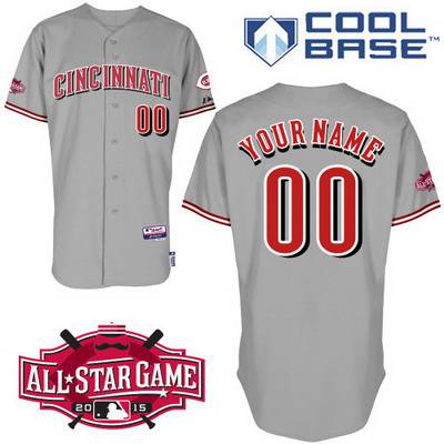 Youth Cincinnati Reds Authentic Personalized Road Jersey With 2015 All-Star Patch