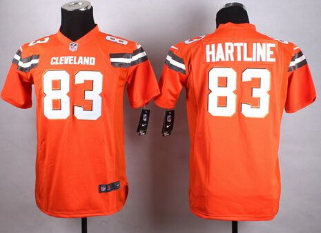 Youth Cleveland Browns #83 Brian Hartline 2015 Nike Orange Game Jersey