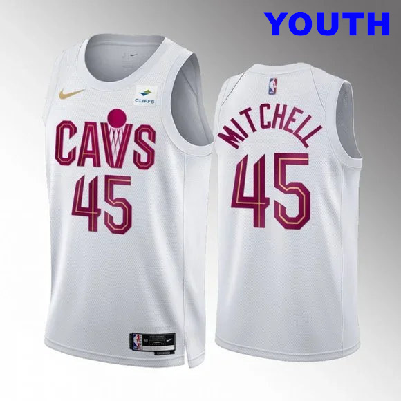 Youth Cleveland Cavaliers #45 Donovan Mitchell White Jersey
