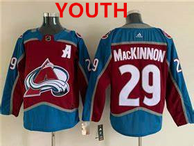 Youth Colorado Avalanche #29 Nathan MacKinnon With A Ptach Burgundy Stitched Jersey