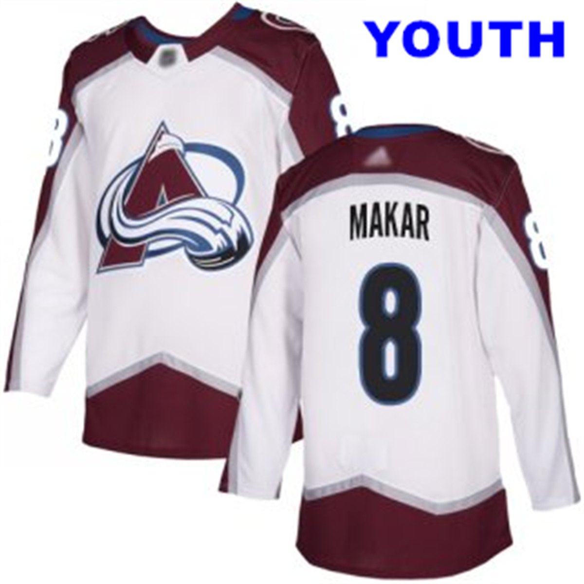 Youth Colorado Avalanche #8 Cale Makar White Road Authentic Stitched NHL