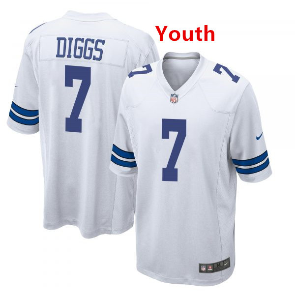 Youth Dallas Cowboys #7 Trevon Diggs White Jersey