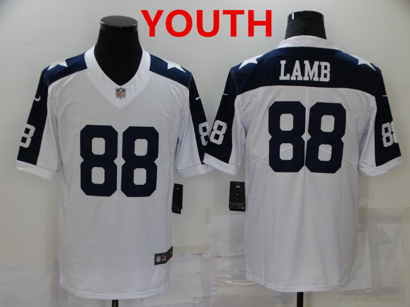 Youth Dallas Cowboys #88 CeeDee Lamb White Thanksgiving Vapor