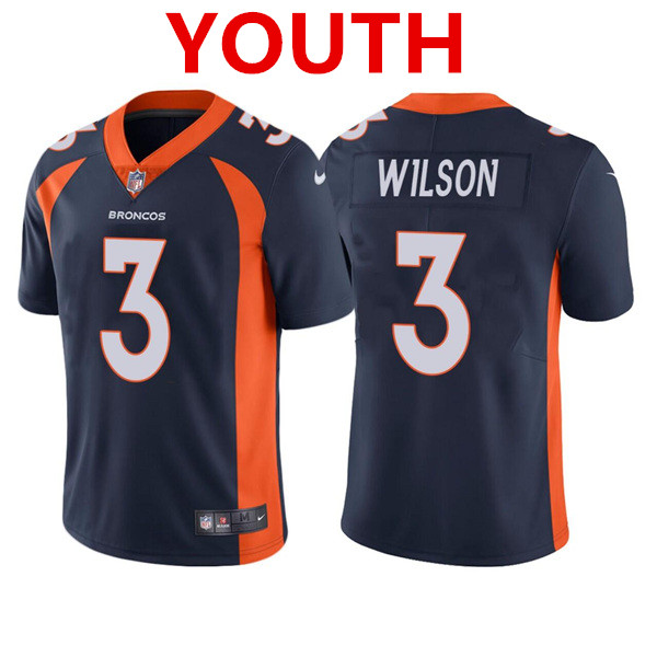 Youth Denver Broncos #3 Russell Wilson Navy Vapor Untouchable Limited Stitched Jersey