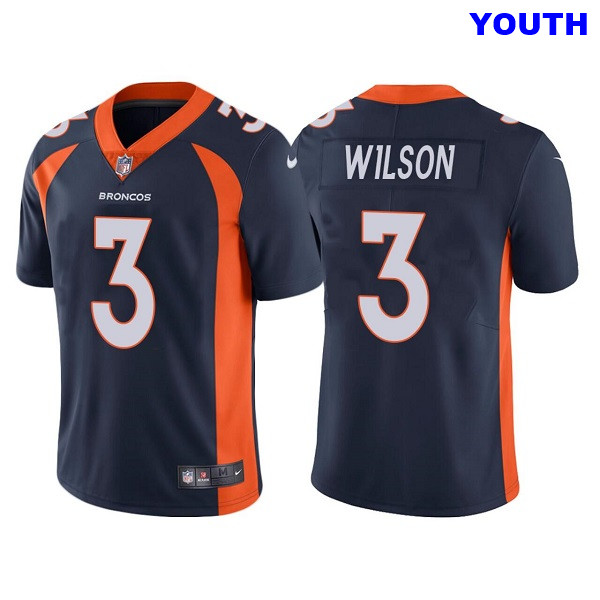 Youth Denver Broncos #3 Russell Wilson Navy Vapor Untouchable Limited Stitched Jersey