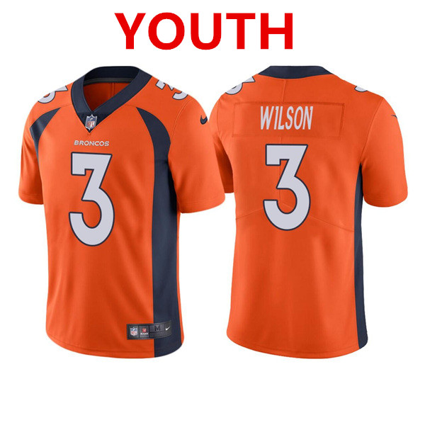 Youth Denver Broncos #3 Russell Wilson Orange Color Rush Vapor Untouchable Limited Stitched Jersey