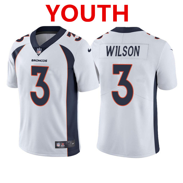 Youth Denver Broncos #3 Russell Wilson White Vapor Untouchable Limited Stitched Jersey