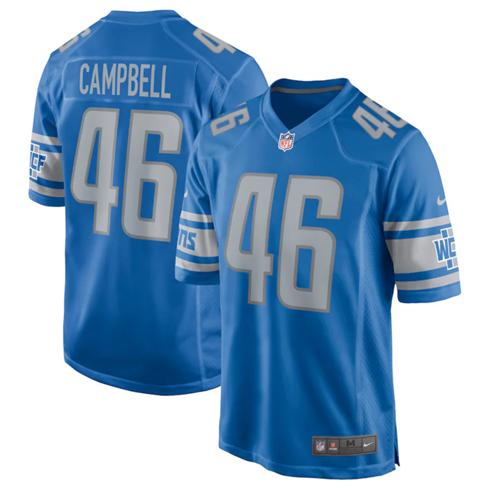 Youth Detroit Lions #46 Jack Campbell Blue 2023 Draft Stitched Game Jersey