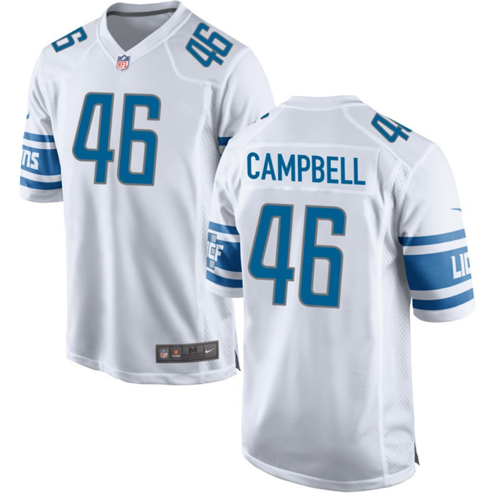 Youth Detroit Lions #46 Jack Campbell White 2023 Draft Stitched Game Jersey