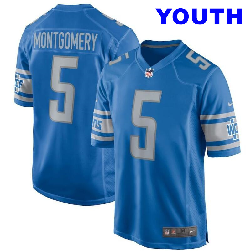 Youth Detroit Lions David Montgomery #5 Nike Blue Official NFL Game Jersey