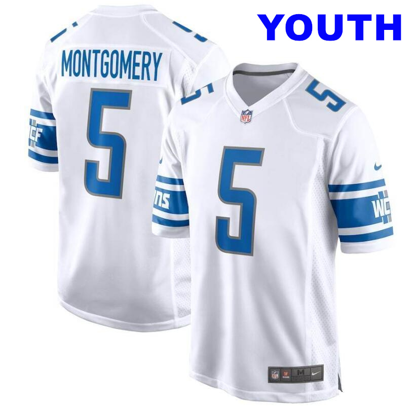 Youth Detroit Lions David Montgomery #5 Nike White Official NFL Game Jersey