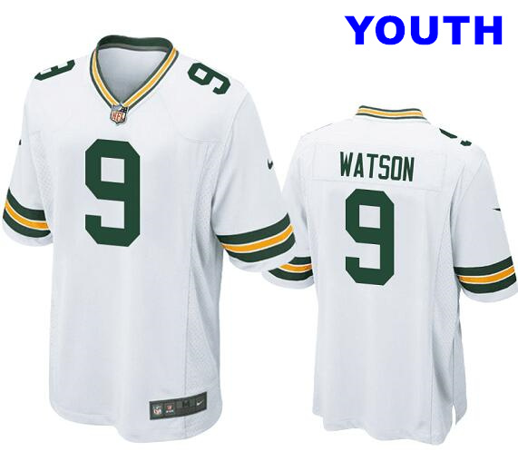 Youth Green Bay Packers #9 Christian Watson White Stitched Football Jersey