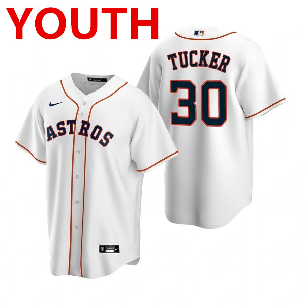 Youth Houston Astros #30 Kyle Tucker White Cool Base Stitched Jersey