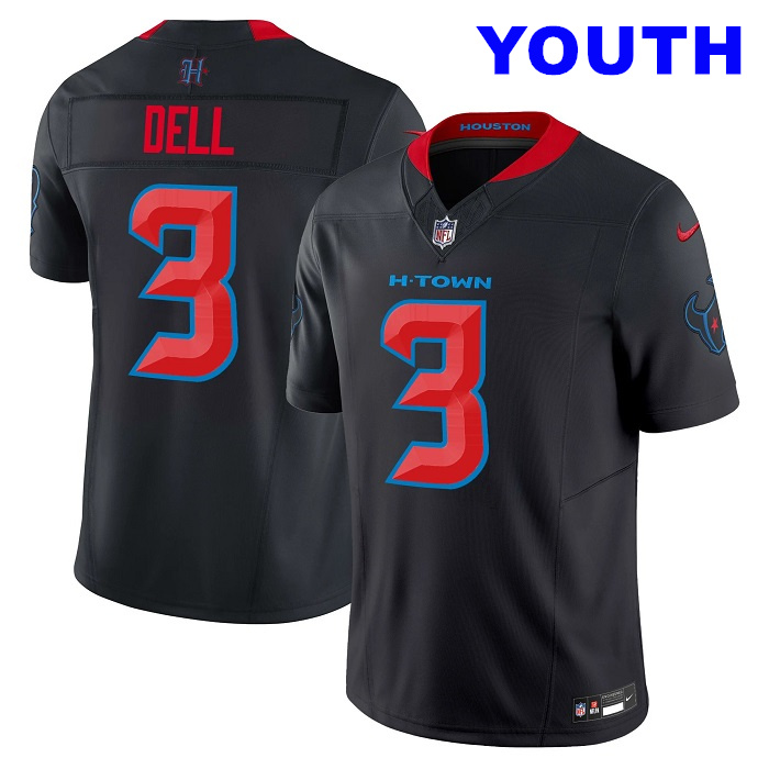 Youth Houston Texans #3 Tank Dell Navy 2024 2nd Alternate F.U.S.E Vapor Football Stitched Jersey