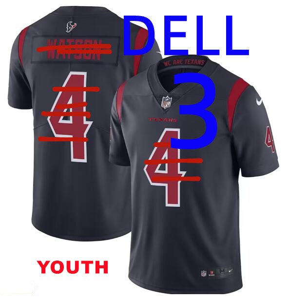 Youth Houston Texans #3 Tank Dell Nike Color Rush Vapor Limited Navy Jersey