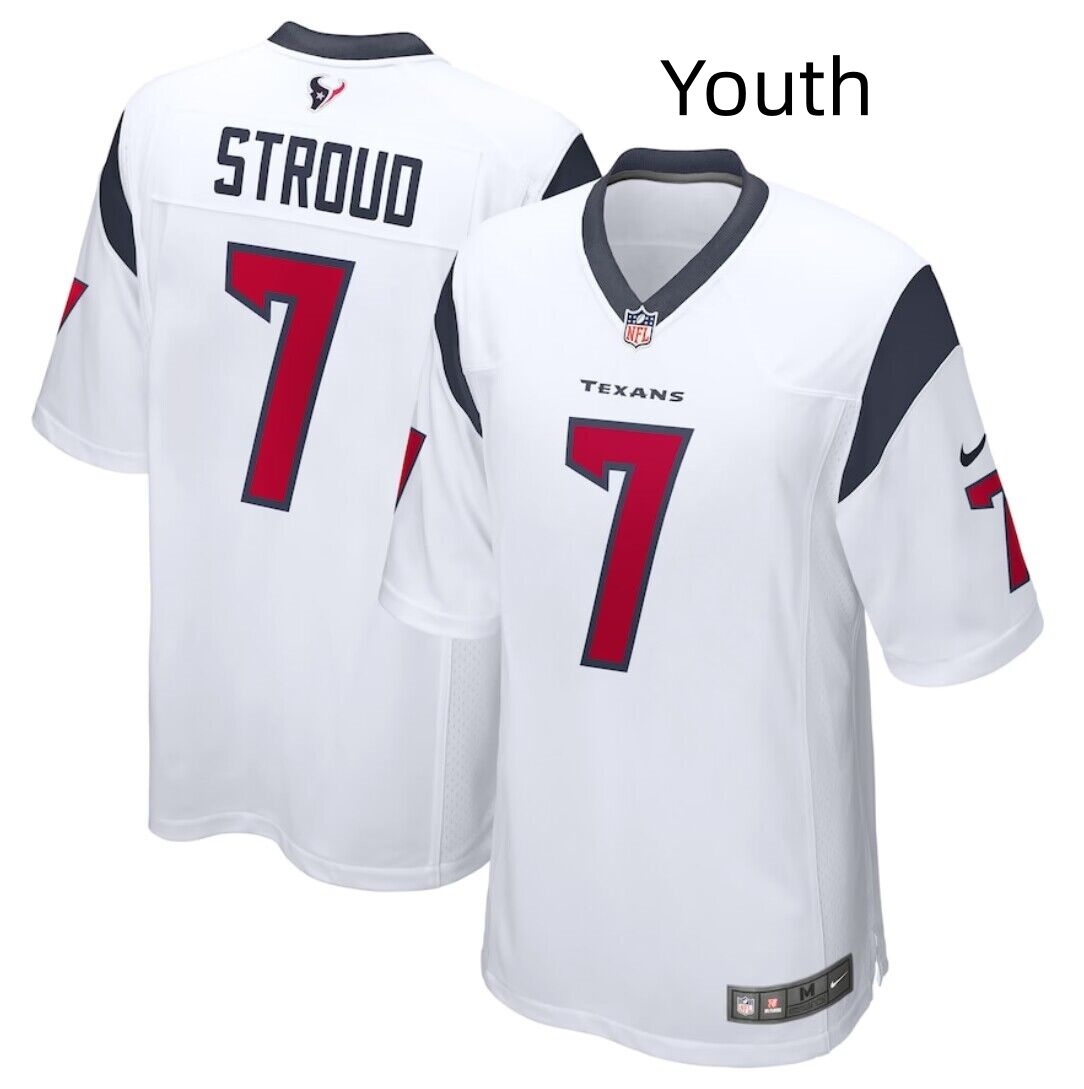 Youth Houston Texans #7 C.J. Stroud White Stitched Game Jersey