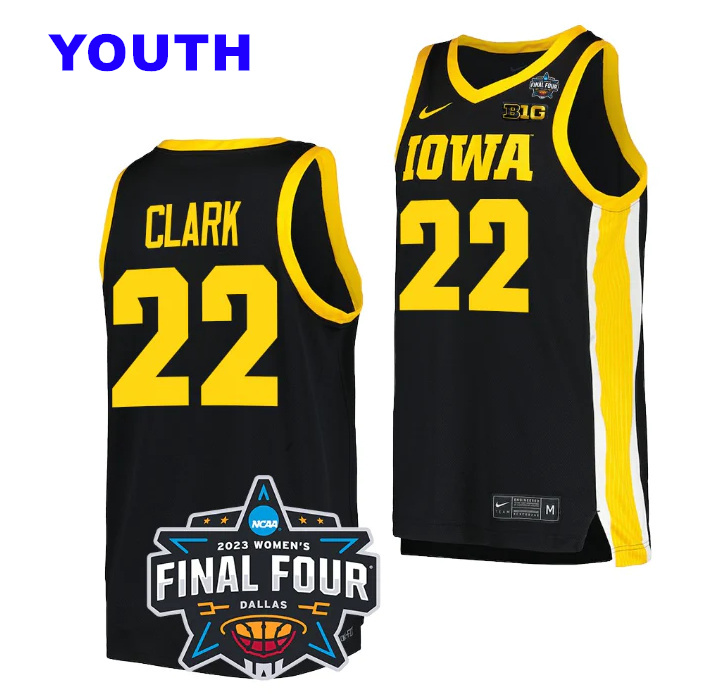 Youth Iowa Hawkeyes #22 Caitlin Clark Black College Stitched Basketball Jersey
