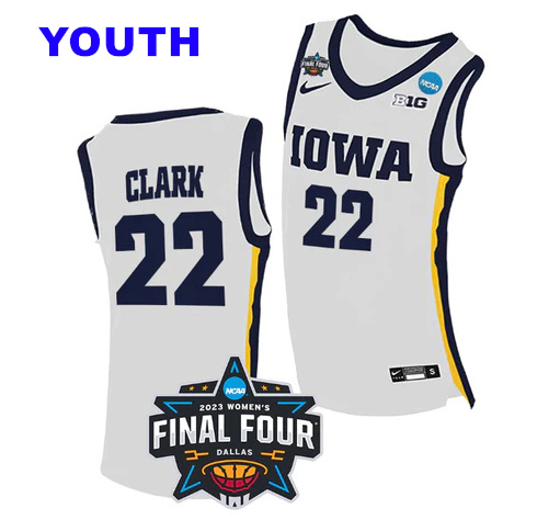 Youth Iowa Hawkeyes #22 Caitlin Clark White College Stitched Basketball Jersey