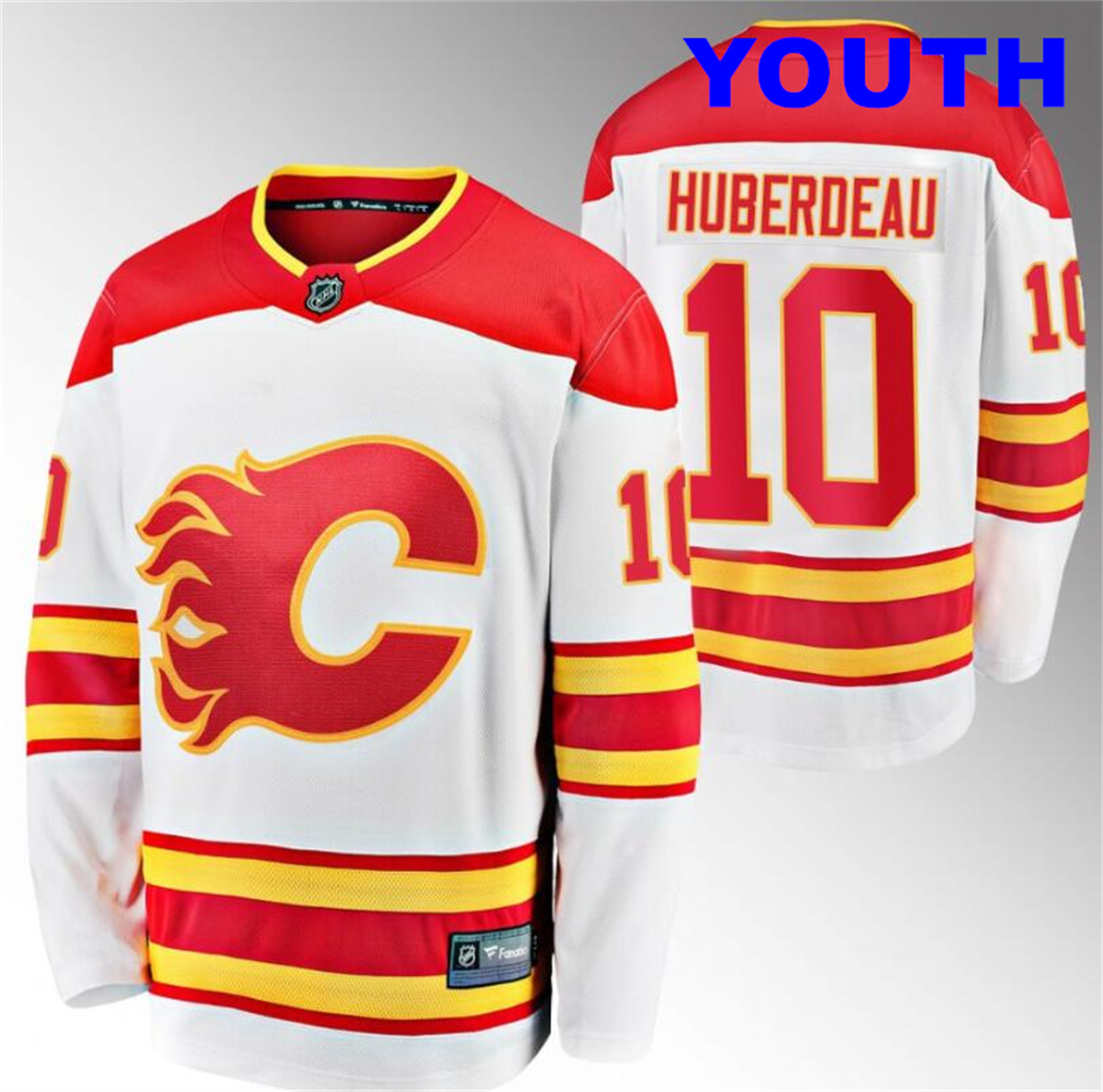 Youth Jonathan Huberdeau Calgary Flames #10 2020-21 Away White Player Jersey