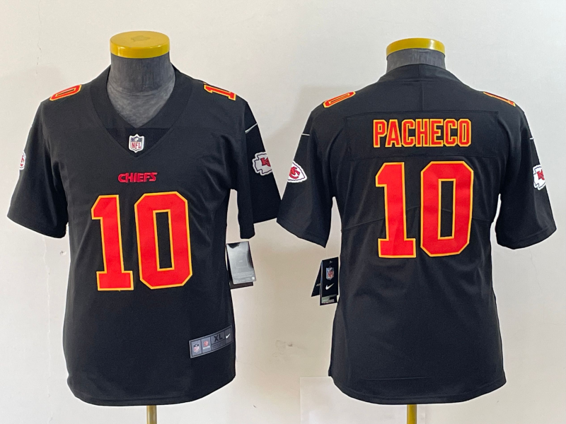 Youth Kansas City Chiefs #10 Isiah Pacheco Black Fashion Vapor Limited Stitched Jersey