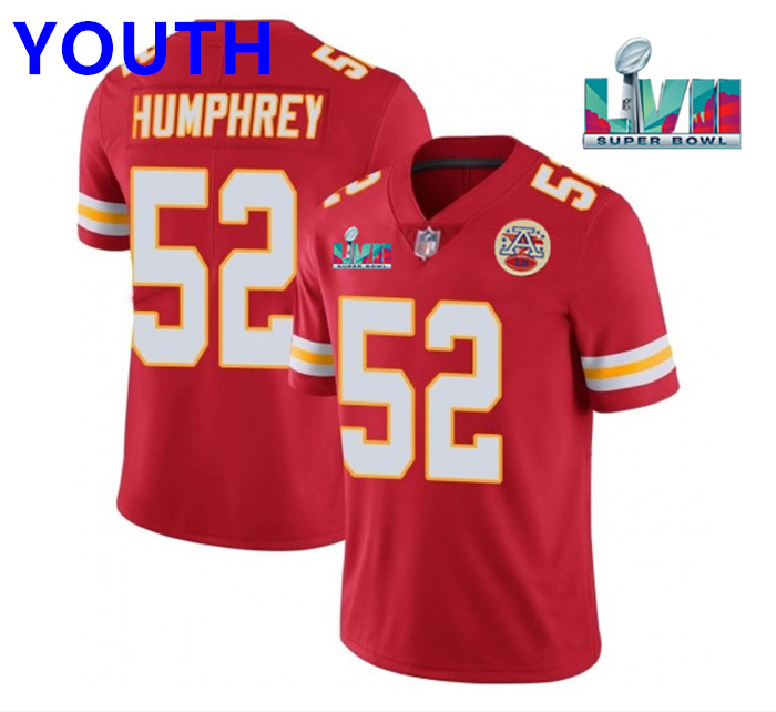 Youth Kansas City Chiefs #52 Creed Humphrey Red Super Bowl LVII Patch Vapor Untouchable Limited Stitched Jersey