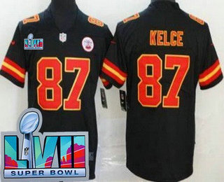 Youth Kansas City Chiefs #87 Travis Kelce Limited Black Super Bowl LVII Vapor Jersey