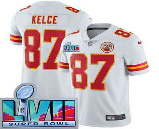Youth Kansas City Chiefs #87 Travis Kelce Limited White Super Bowl LVII Vapor Jersey