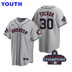 Youth Kyle Tucker Houston Astros 2022 World Series Champions Gray Stitched Jersey