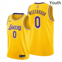 Youth Lakers Russell Westbrook 2021 trade gold icon edition jersey