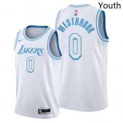 Youth Lakers Russell Westbrook 2021 trade white city edition jersey
