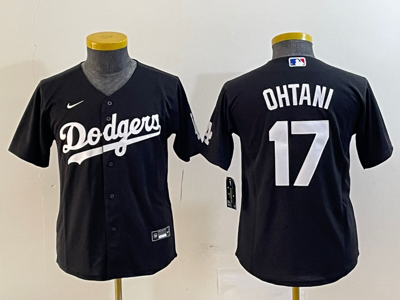 Youth Los Angeles Dodgers #17 Shohei Ohtani Black Turn Back The Clock Stitched Cool Base Jersey