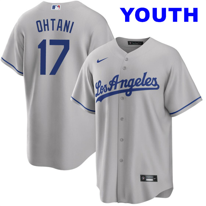 Youth Los Angeles Dodgers #17 Shohei Ohtani Grey Cool Base Stitched Jersey