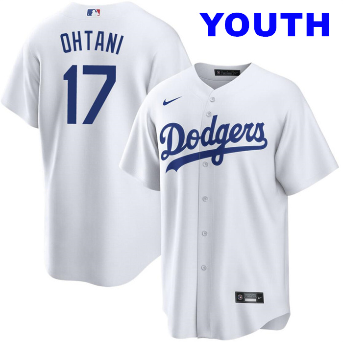 Youth Los Angeles Dodgers #17 Shohei Ohtani White Cool Base Stitched Jersey