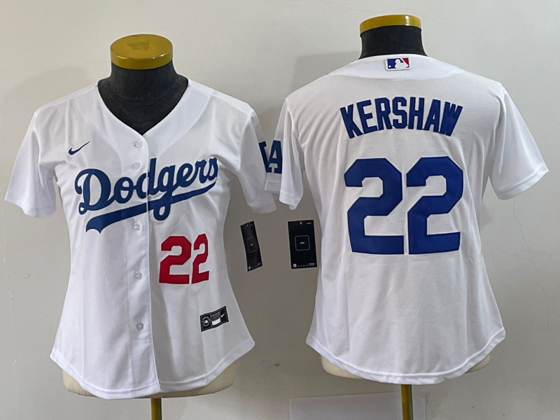 Youth Los Angeles Dodgers #22 Clayton Kershaw Number White Stitched MLB Cool Base Nike Jersey