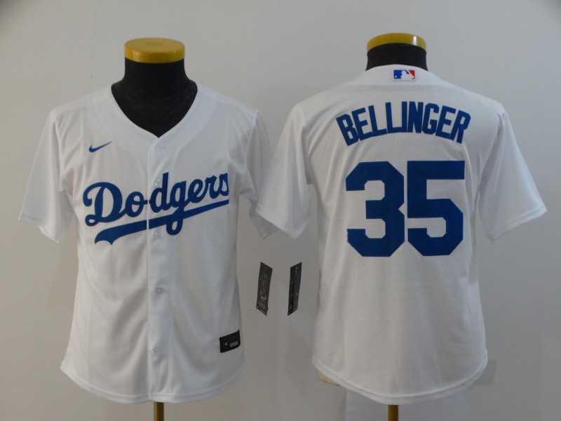 Youth Los Angeles Dodgers #35 Cody Bellinger White Stitched MLB Cool Base Nike Jersey