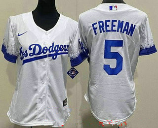 Youth Los Angeles Dodgers #5 Freddie Freeman White City Cool Base Jersey