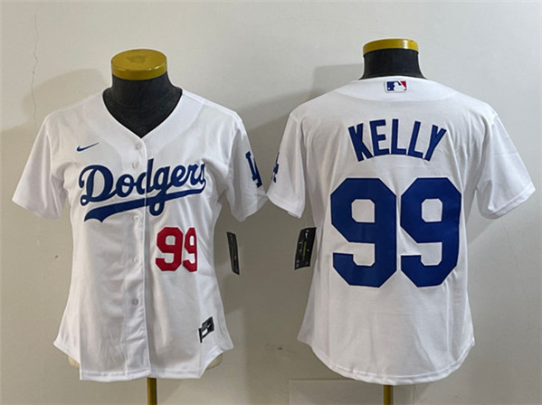 Youth Los Angeles Dodgers #99 Joe Kelly White With Patch Stitched Baseball Jersey
