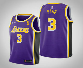Youth Los Angeles Lakers #3 Anthony Davis 2020 NBA Finals Champions Statement Purple Jersey