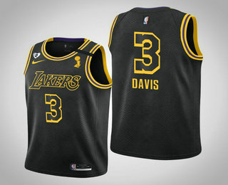 Youth Los Angeles Lakers #3 Anthony Davis 2020 NBA Finals Champions Tribute Kobe and Gianna Black Jersey