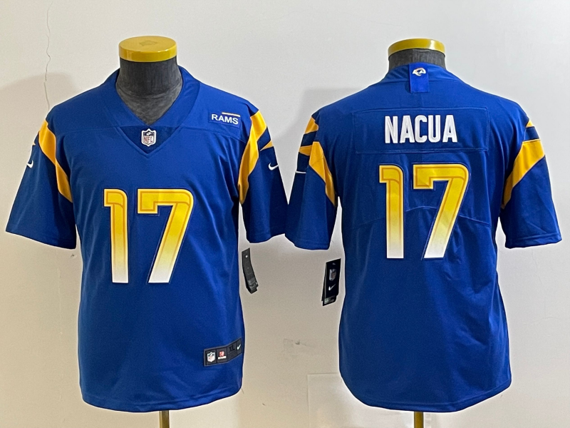 Youth Los Angeles Rams #17 Puka Nacua 2022 Blue Vapor Limited Stitched Jersey
