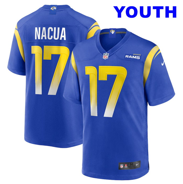 Youth Los Angeles Rams #17 Puka Nacua Blue Stitched Football Game Jersey