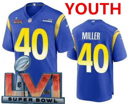 Youth Los Angeles Rams #40 Von Miller Limited Royal 2022 Super Bowl LVI Bound Vapor Jersey