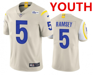 Youth Los Angeles Rams #5 Jalen Ramsey Bone Vapor Untouchable Limited Stitched Jersey