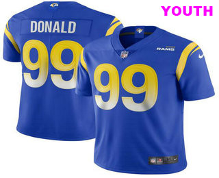 Youth Los Angeles Rams #99 Aaron Donald Royal Blue 2020 NEW Vapor Untouchable Stitched NFL Nike Kid Limited Jersey